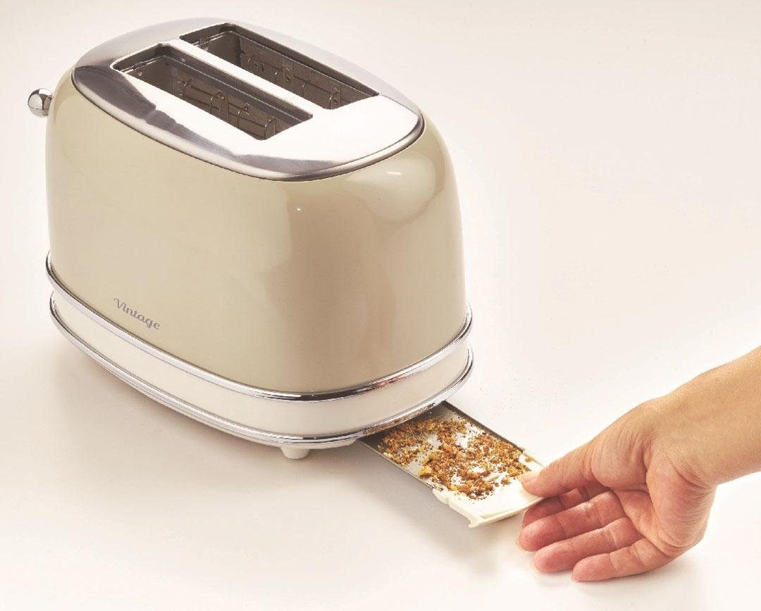 Ariete Toaster Vintage, 2 kurze Schlitze, für 2 Scheiben, 815 W, creme