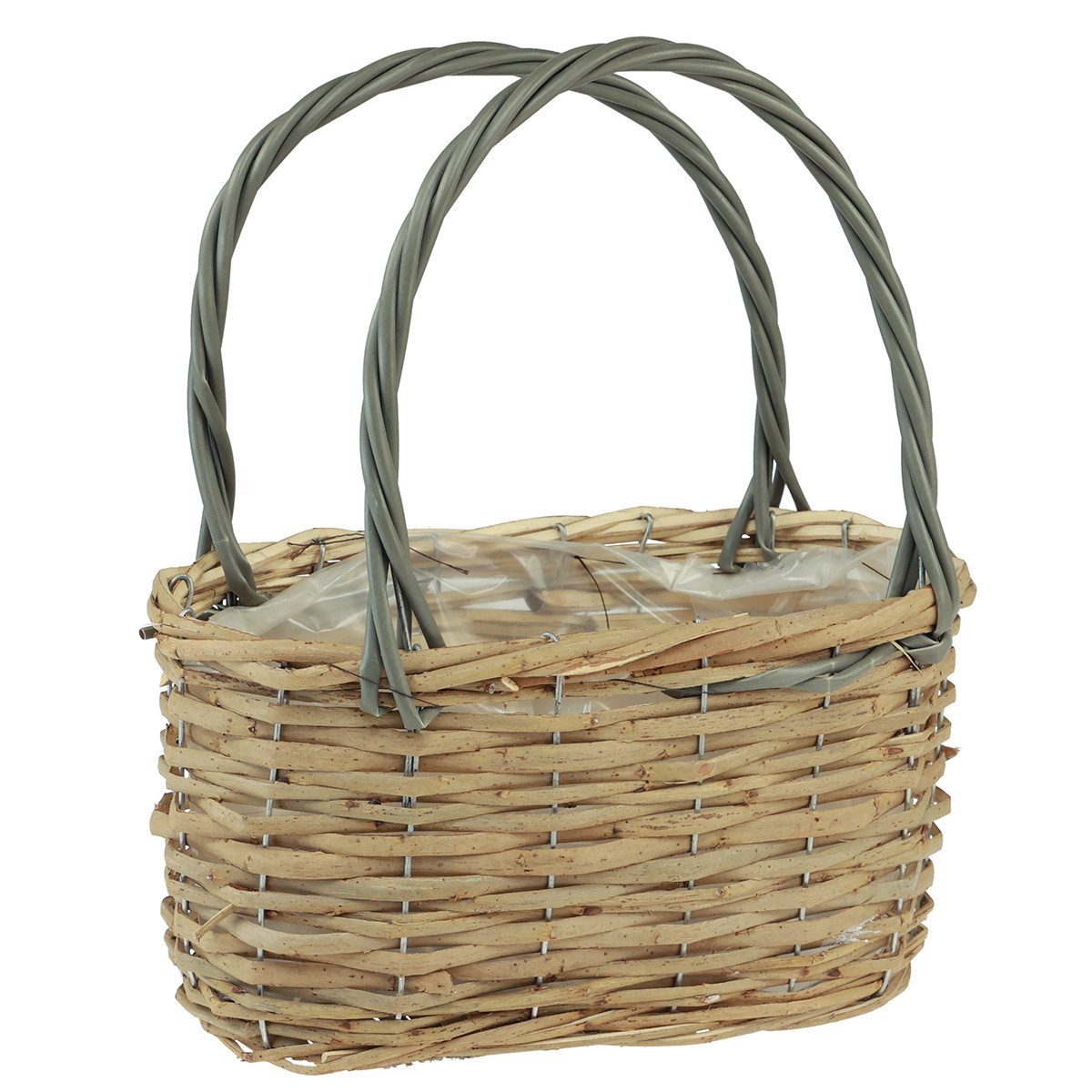 Dekokorb Weidenkorb Pflanztasche Grau Deko Vintage-Stil 21x10x12cm