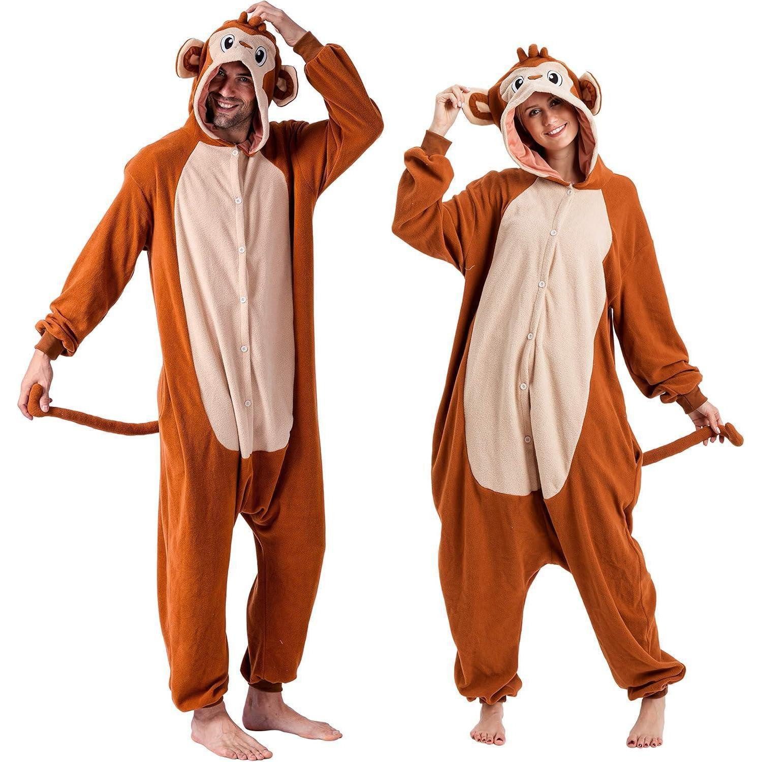 LuxusKollektion Maskottchen-Kostüm Affe Tier Kostüm Pyjama Onesie Plüsch Erwachsene Halloween Größe M