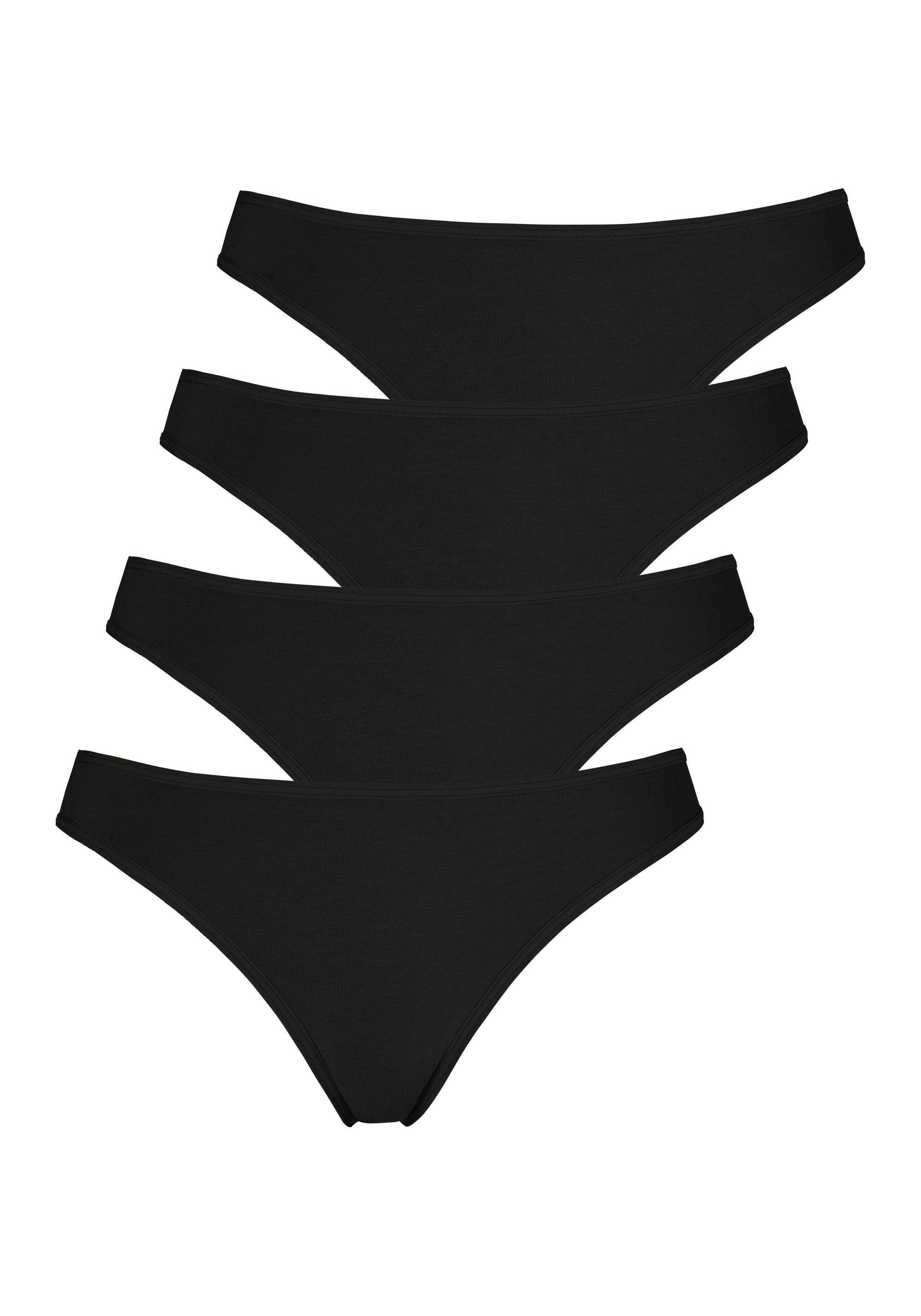 4-St) LASCANA schwarz (Packung, Baumwolle elastischer aus String