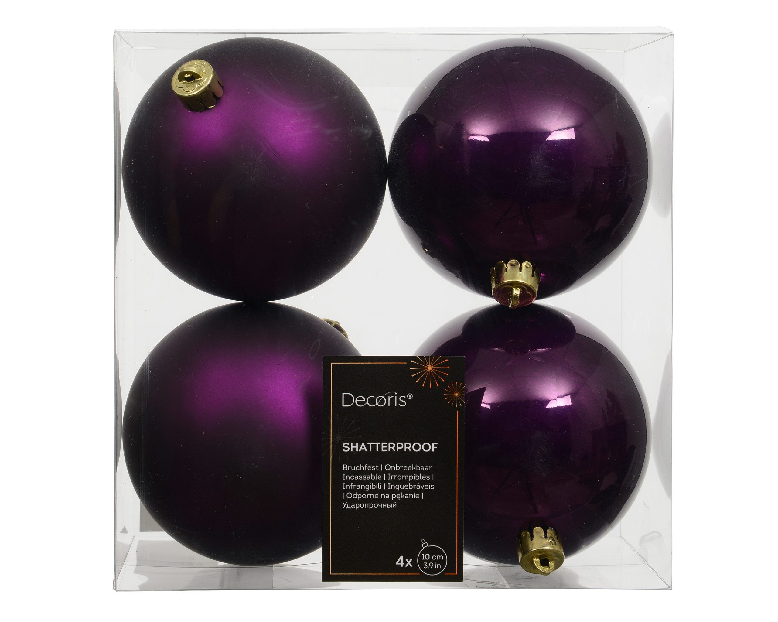 Kaemingk Weihnachtsbaumkugel, Weihnachtskugeln Kunststoff 10cm 4 Stück - Feige