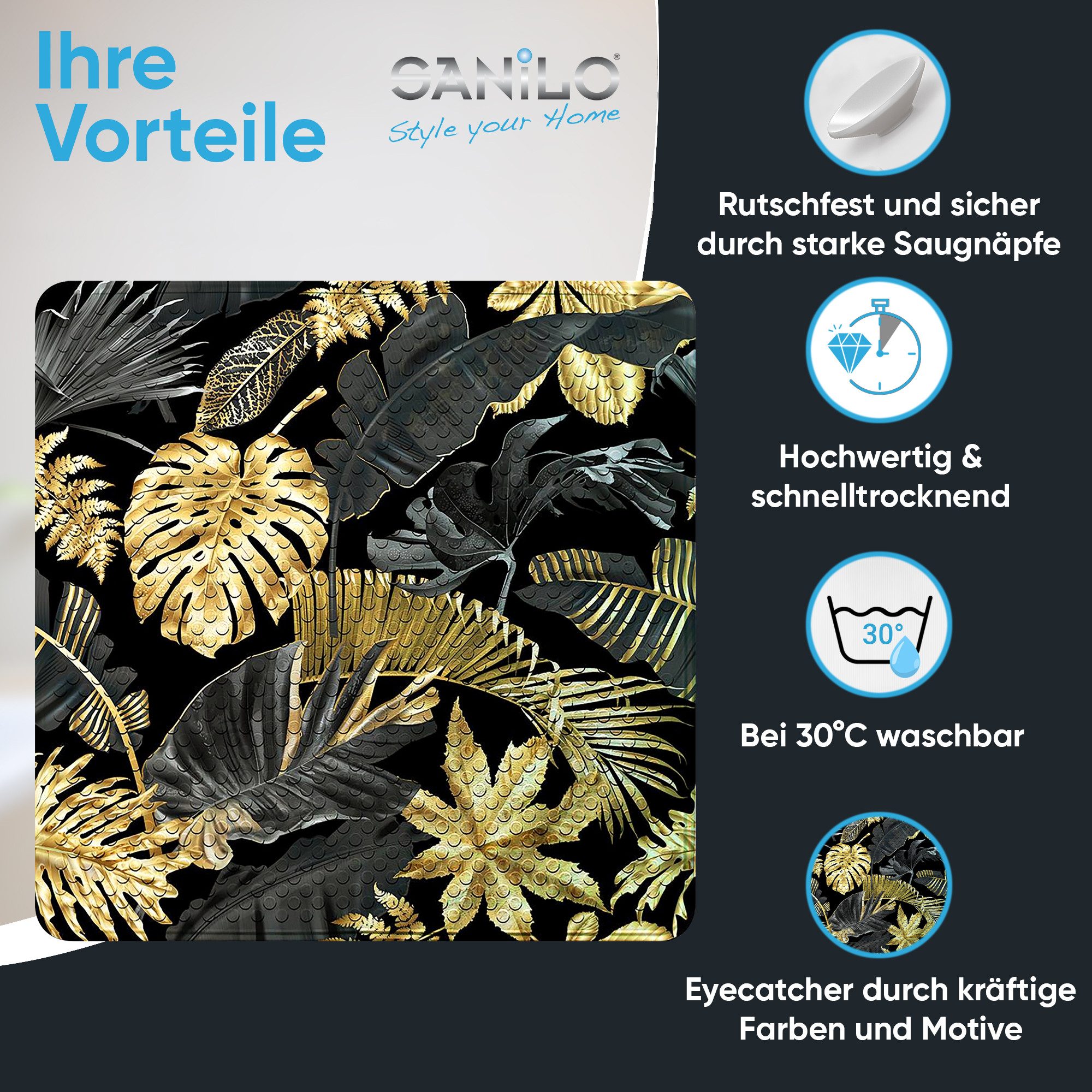 Sanilo Duschmatte Golden Leaves, rutschfest & günstig online kaufen