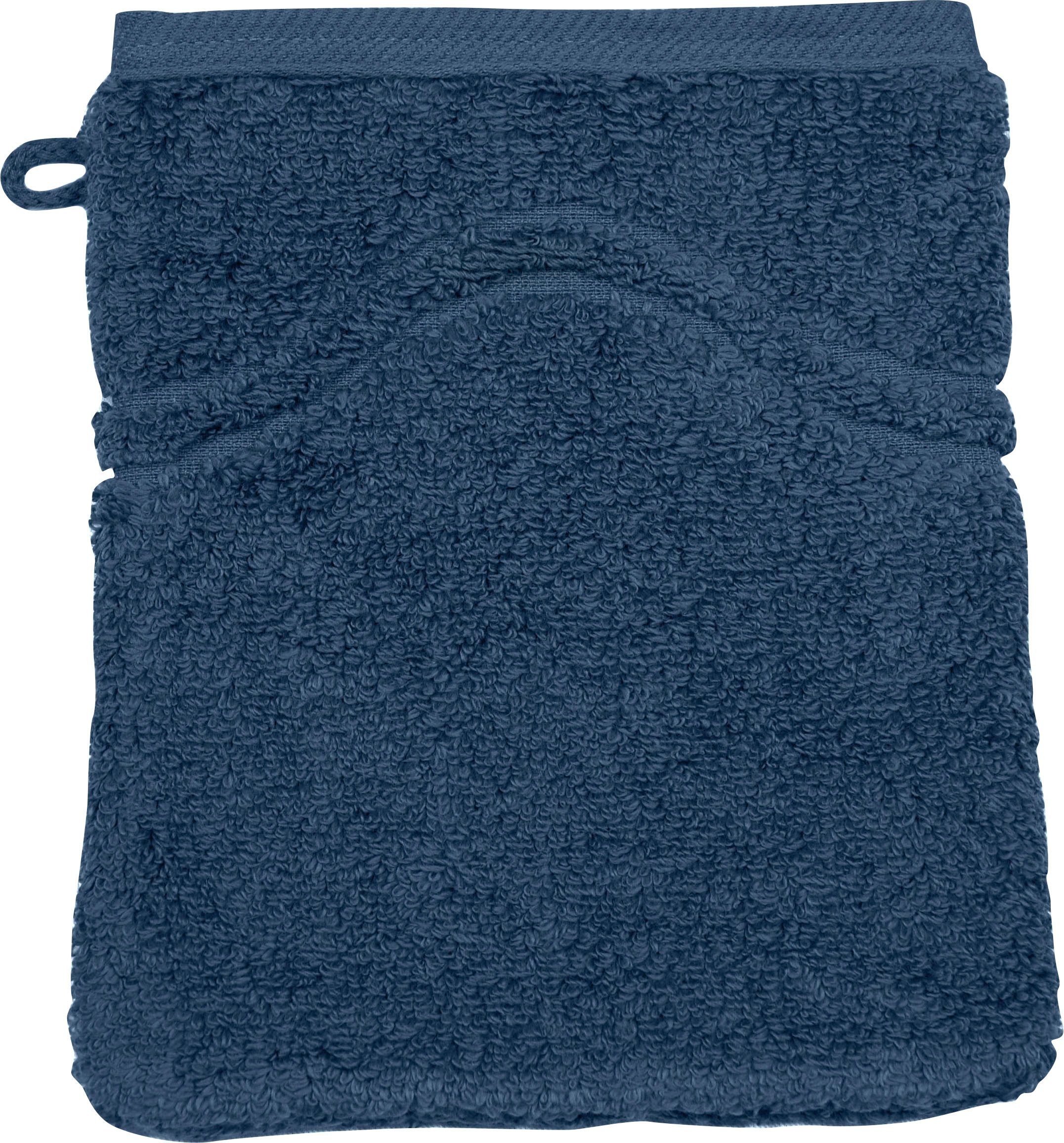 Wellen-Bordüre mit feeling nachtblau Cashmere Waschhandschuh ROSS (6-tlg),