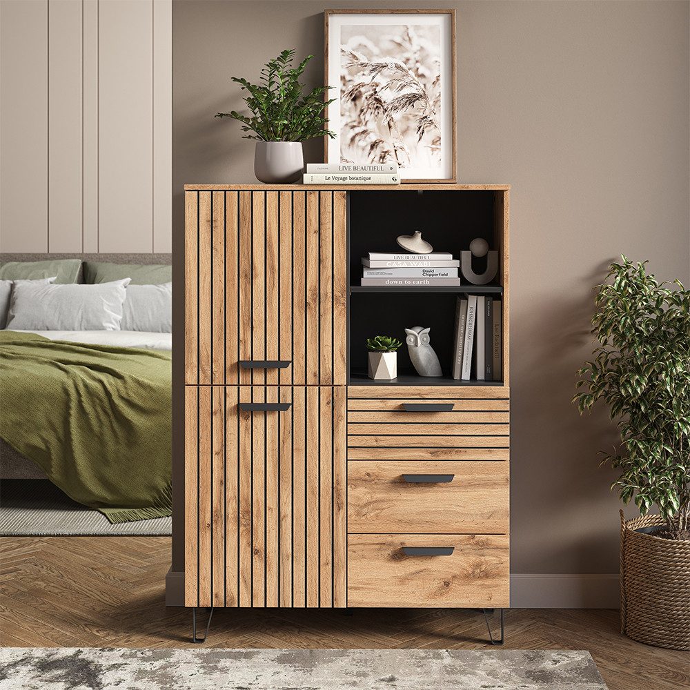 Vicco Garderoben-Set Amber, Eiche Wotan, 100 x 142 cm, (1-St)