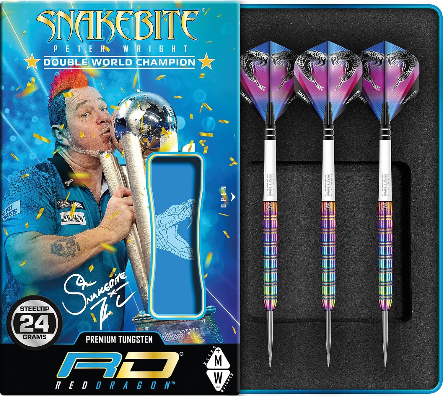 TARGET DARTS Dartpfeil RED DRAGON Peter Wright Snakebite 1 22 Gramm Wolfram Dartset