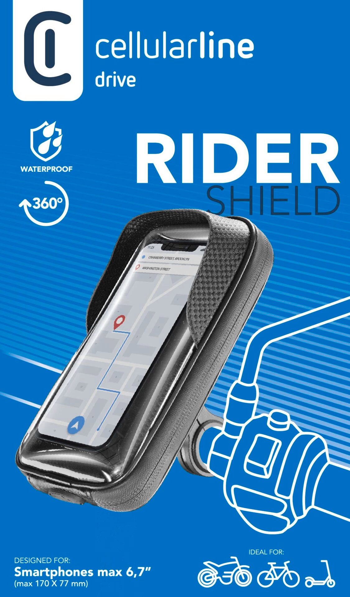 Cellularline Handy-Halterung Wasserfester Handy Halter für Motorad, Fahrrad