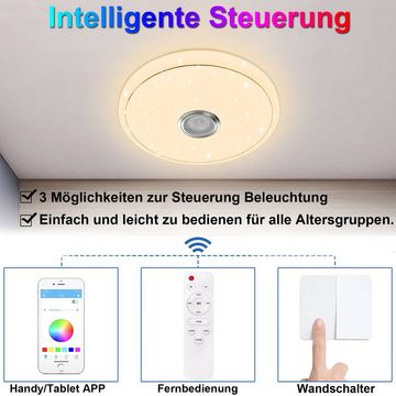 UISEBRT Deckenleuchte LED Deckenlampe Dimmbar mit Bluetooth Smart LED Deckenleuchte RGB + FB, Partylicht Farbwechsel für Wohnzimmer Schlafzimmer