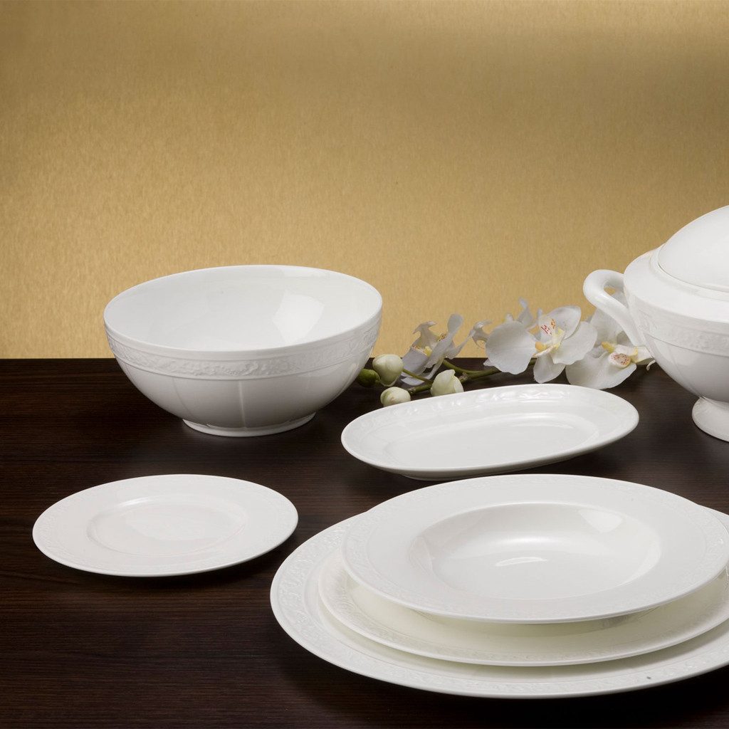 Villeroy & Boch Signature Salatschüssel White Pearl Schüssel rund groß, Porzellan, (1-tlg), Premium Bone Porcelain, 1 Stck, mikrow.- & spülm.sicher