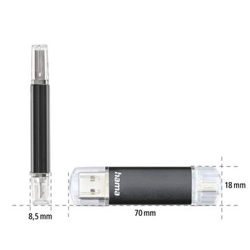 Hama USB-Stick "Laeta Twin", USB 3.0, 16 GB, 40MB/s, Schwarz USB-Stick (Lesegeschwindigkeit 40 MB/s)