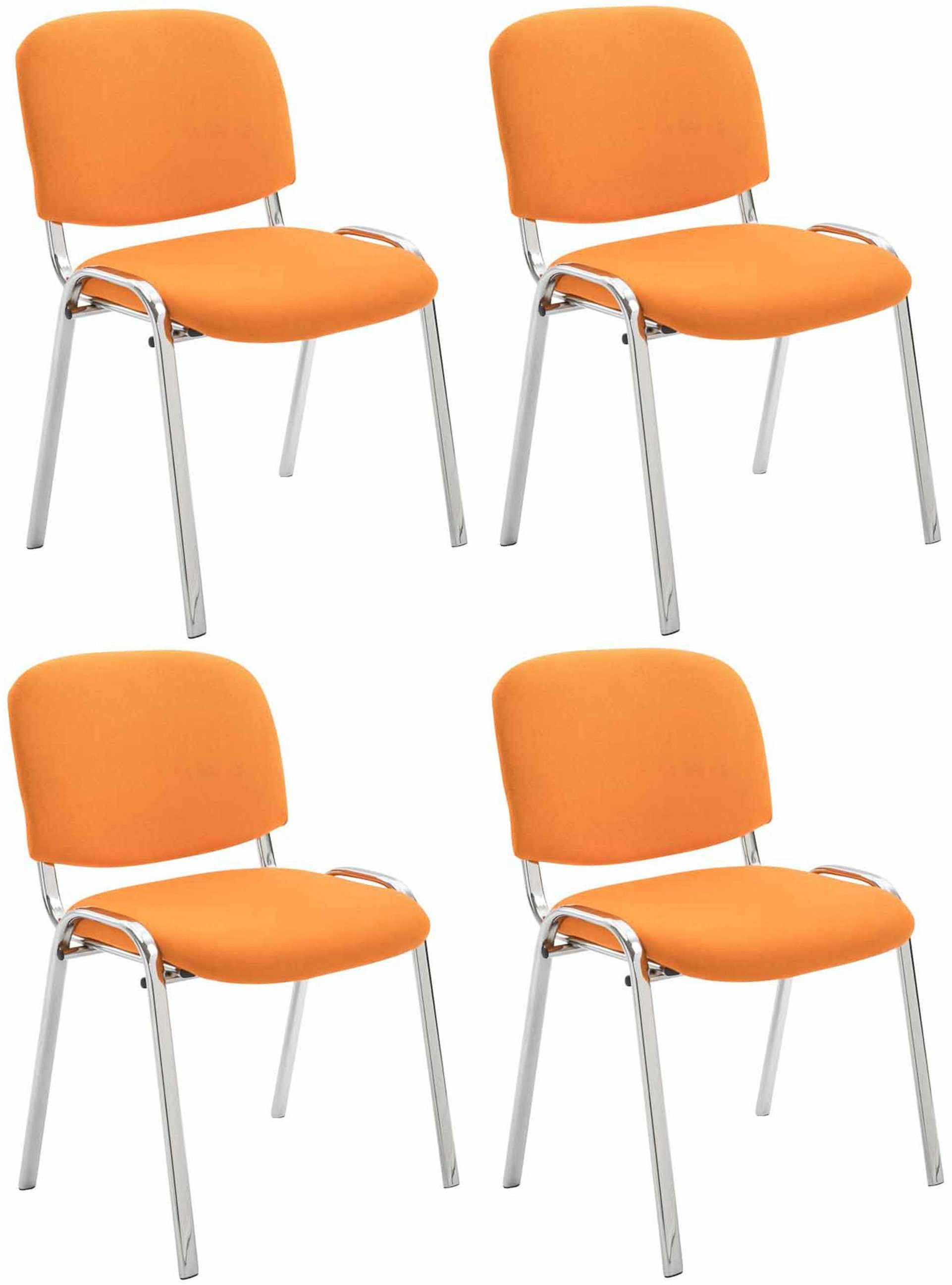 CLP Besucherstuhl Ken Stoff (4er Set), stapelbar, Chrom-Optik orange