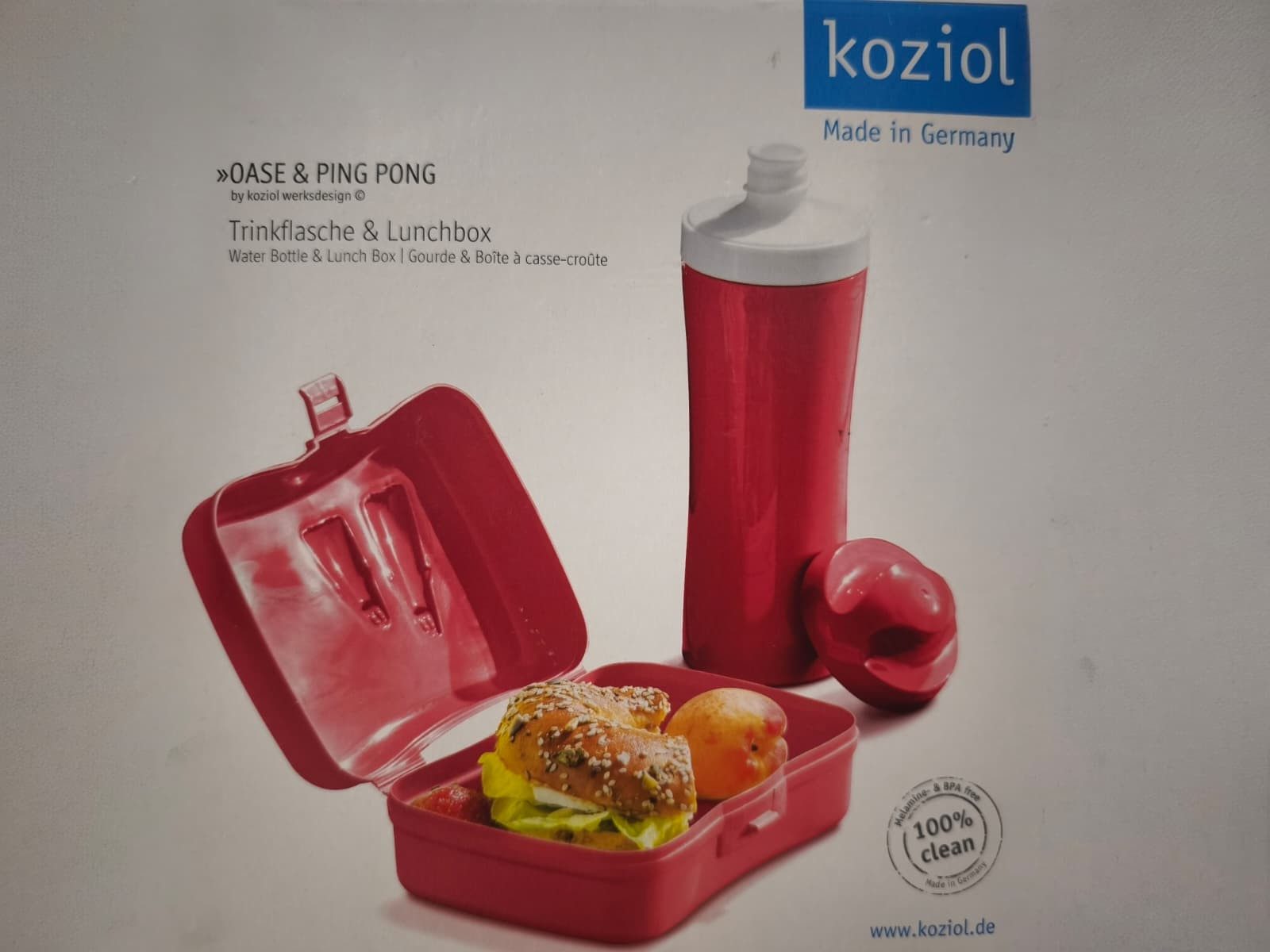 KOZIOL Lunchbox Frühstücksset Lunchbox + Trinkflasche für unterwegs, Schule, Arbeit, (Flasche + Brotdose), Pinguin Design