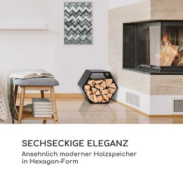 blumfeldt Feuerschale Hexawood Black, (ansehnlich moderner Holzspeicher in Hexagon-Form)