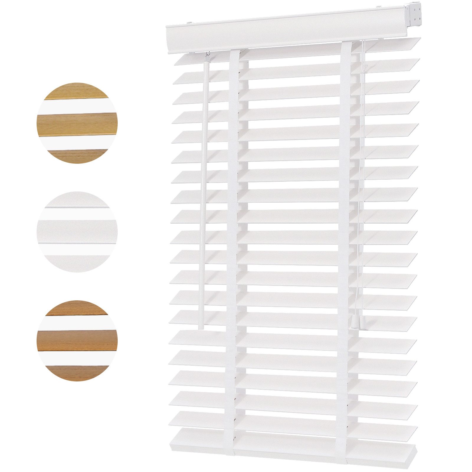 Sekey Jalousie Holzjalousie 50 mm Lamellen Fensterjalousie Blickschutz Jalousie, Klemmträger mit Feststellschraube
