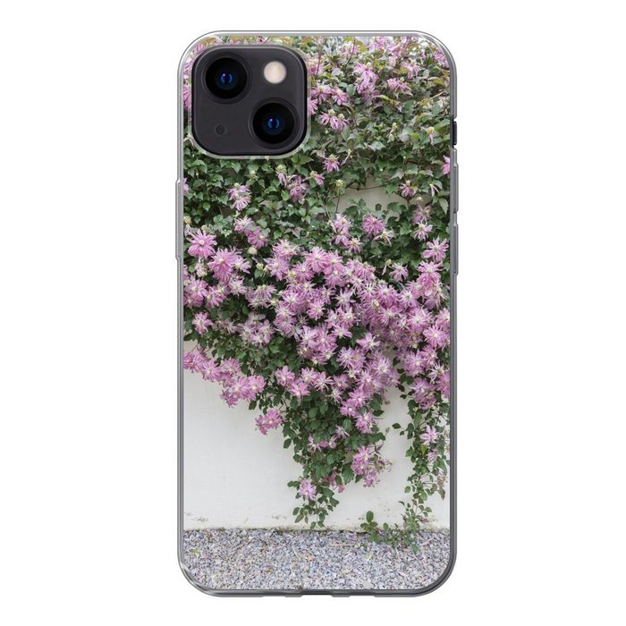 MuchoWow Handyhülle Schlingpflanze mit rosa Blüten Handyhülle Apple iPhone 13 Smartphone-Bumper Print Handy