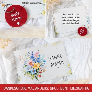 TOBJA Grußkarte Mama Dankeschön Geschenk Muttertag, Danke Karte Schlüsselanhänger Geschenkumschlag