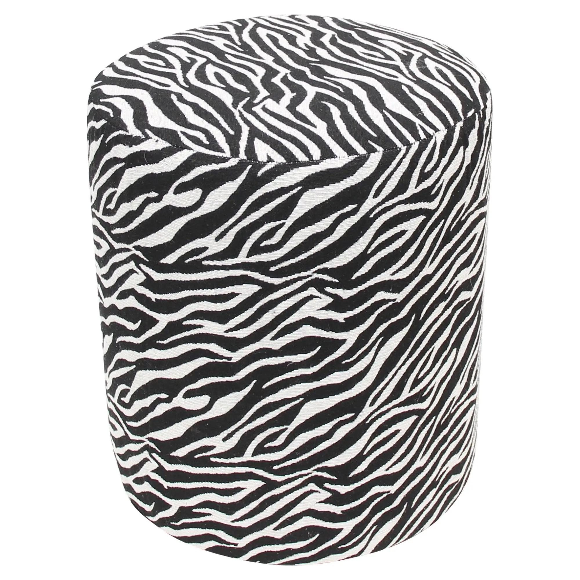 Dekoleidenschaft Polsterhocker "Zebra" Sitzhocker rund, Ø 35 x 40 cm, Hocker Fußhocker Schminkhocker