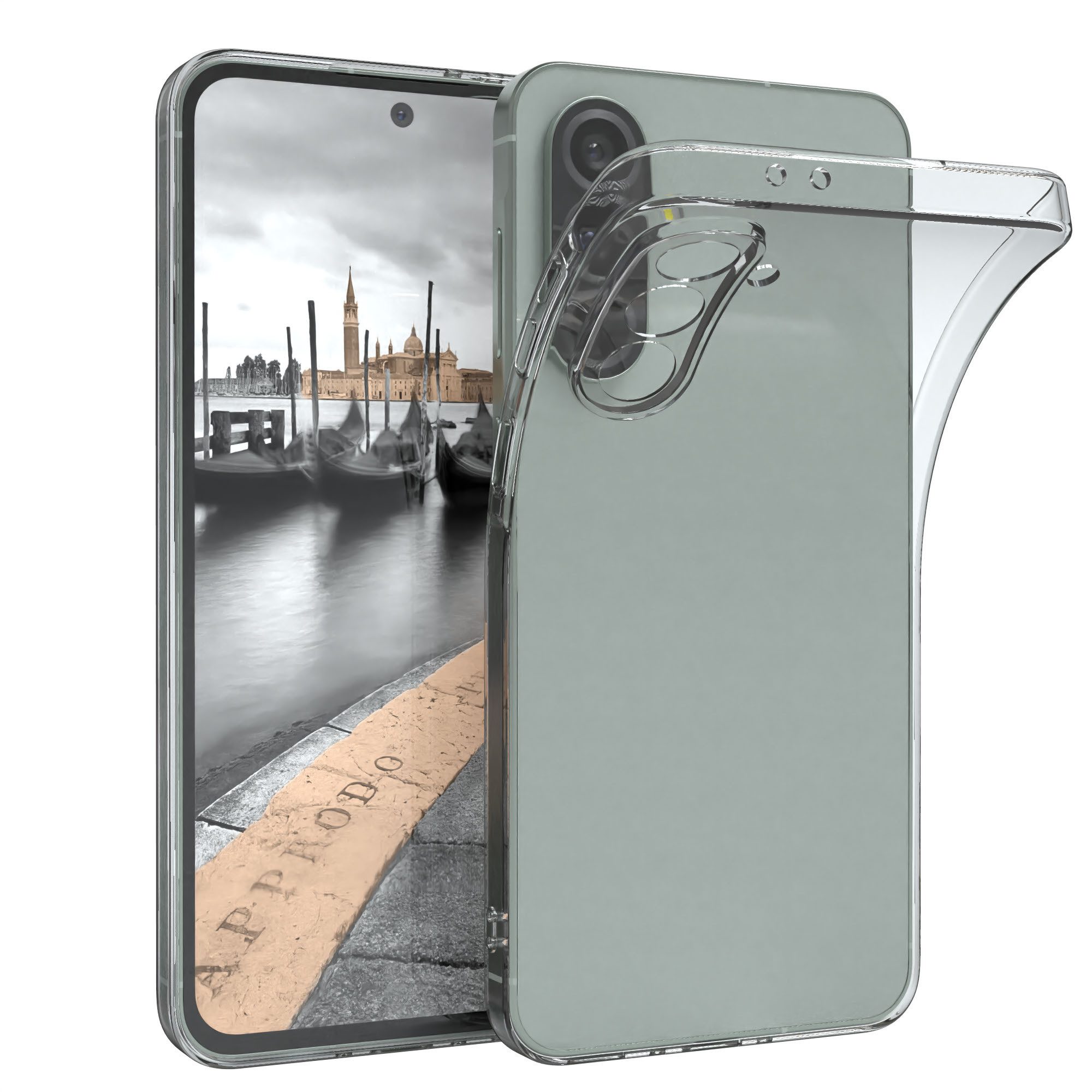 EAZY CASE Handyhülle Samsung Galaxy A56 5G Slimcover Clear & Solid 6,7 Zoll, durchsichtige Hülle Ultra Dünn Silikon Backcover TPU Telefonhülle Klar