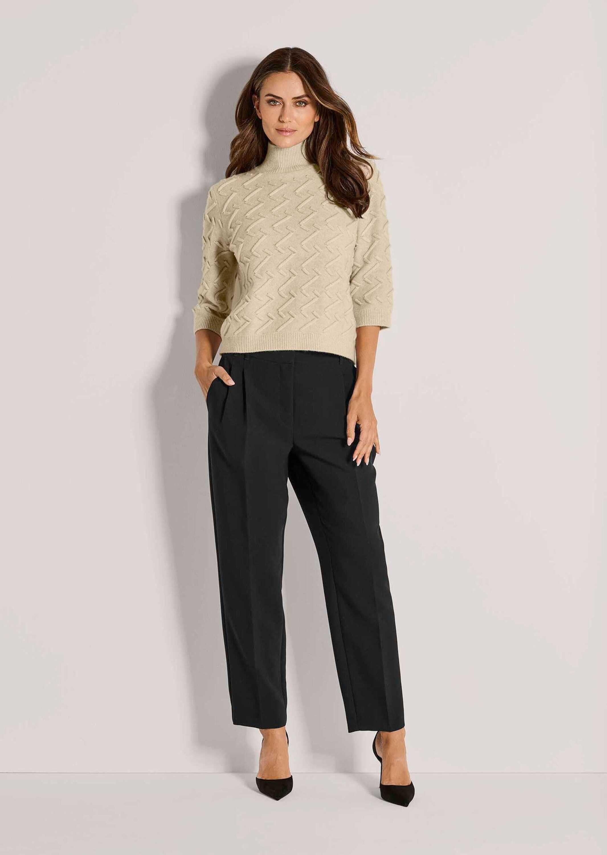 MADELEINE Strickpullover Eleganter Wollpullover mit Zick-Zack-Struktur günstig online kaufen