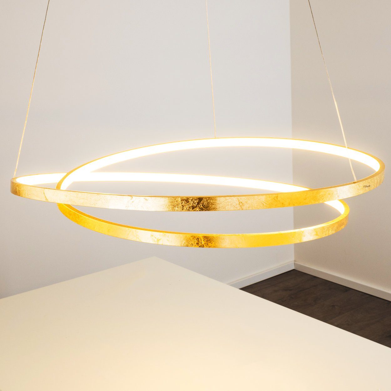 hofstein Zimmer Pendelleuchte Spirale Schlaf Hänge LED Pendelleuchte Ess Wohn goldfarben