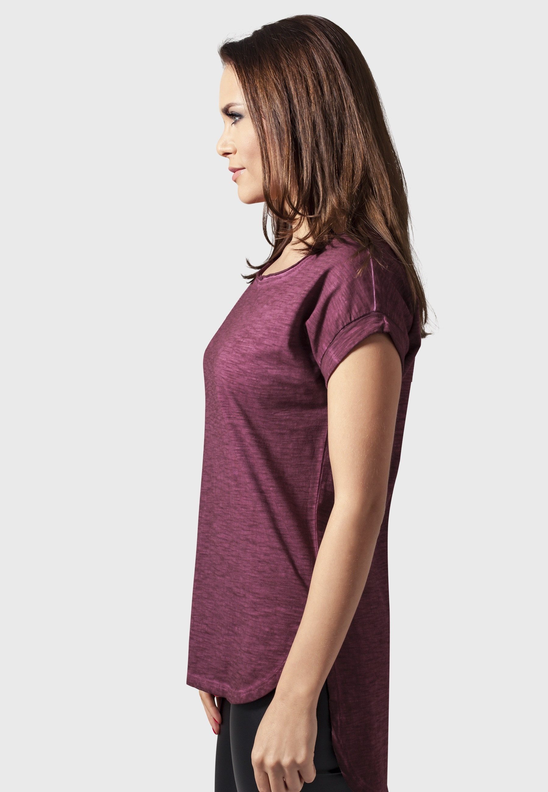 URBAN CLASSICS Kurzarmshirt Urban Classics Damen Ladies Long Back Shaped Spray Dye Tee (1-tlg)