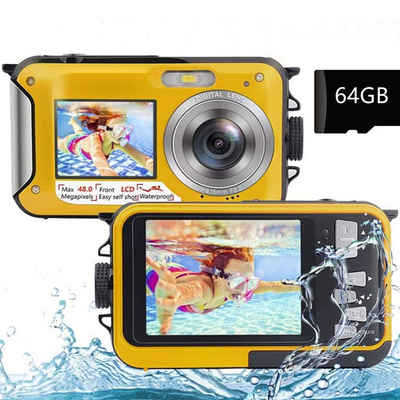 autolock Digitalkamera Fotokamera 2.7K Full HD 48MP 16X Digitalzoom Kompaktkamera (Wiederaufladbare Unterwasserkamera mit Karte für Schnorcheln)