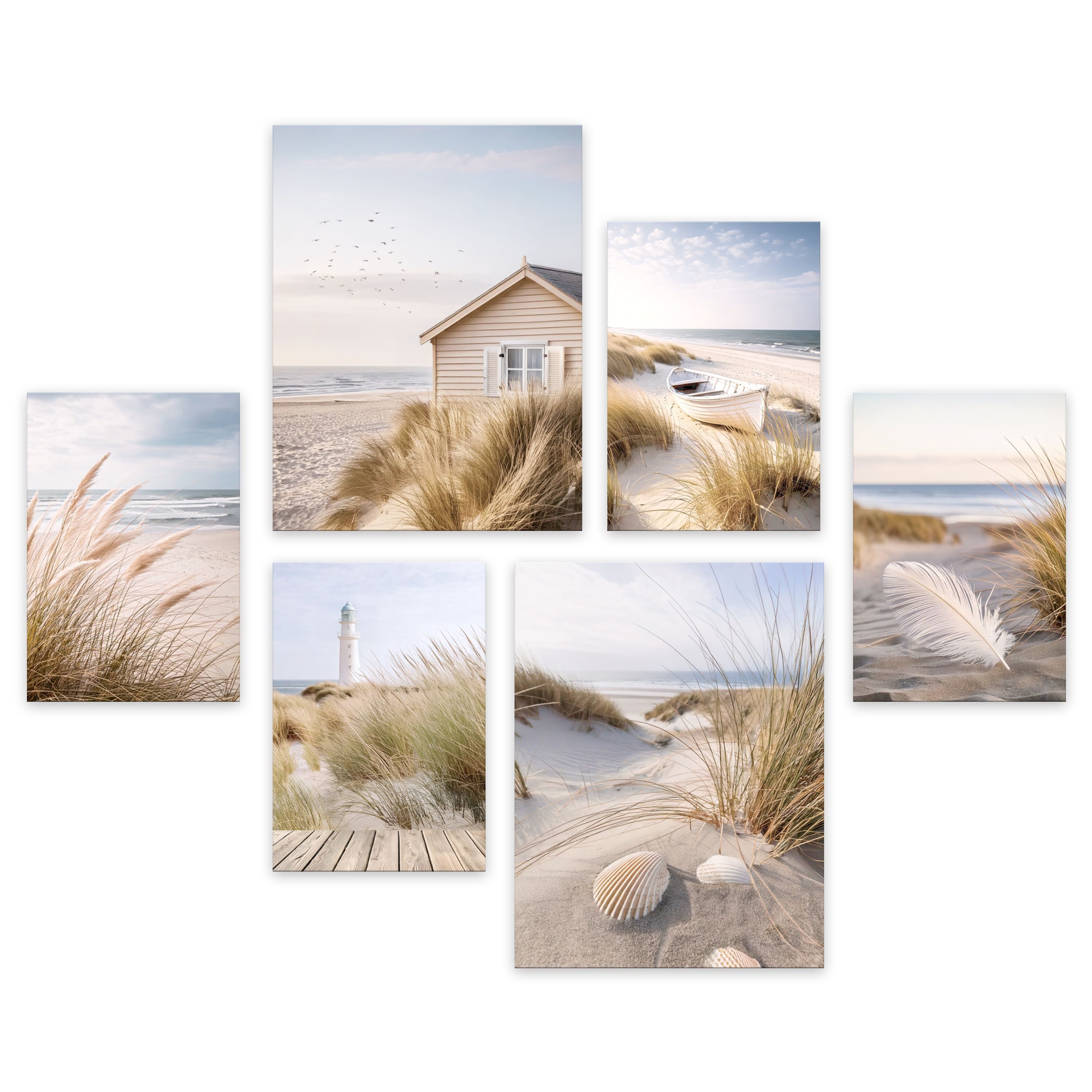 artissimo Mehrteilige Bilder Bilderset 6er-Set, Wandbilder-Set natur, Bilderwand, maritime Bilder, Strand und Meer: maritime Deko – Bild 4 von 5