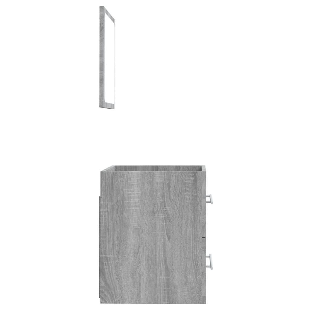 Badschrank (1-St) cm, Grau Sonoma Badezimmer-Set vidaXL 41x38,5x48 Spiegel mit