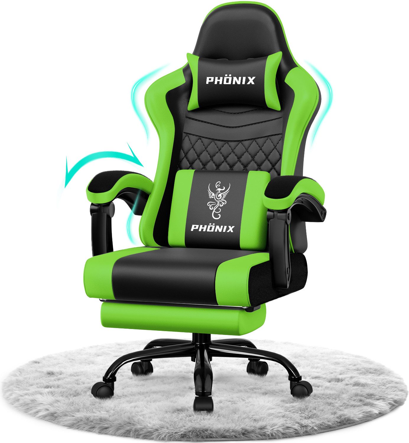 Adormii Gaming-Stuhl Gaming Stuhl ergonomisch Gaming Chair Bürostuhl verstellbare (Gaming Stuhl mit verstellbaren Lendenkissen, Armlehne und Kopfstütze, Gamer Stuhl Bequeme Sitzkissen), gepolsterter Gaming-Stuhl, bis 150 kg Belastbarkeit