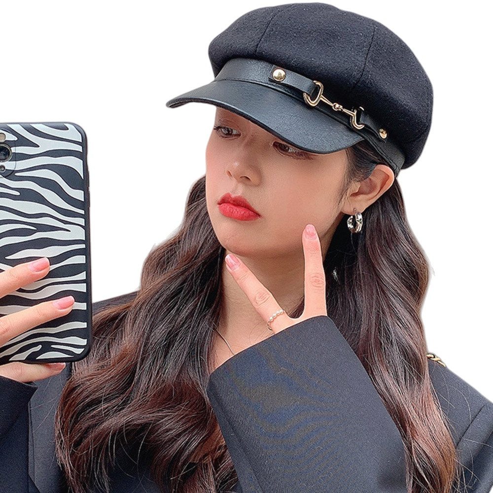 Coonoor Baskenmütze Damen Retro Barett Winter Mütze Newsboy mit Schirm Cap günstig online kaufen