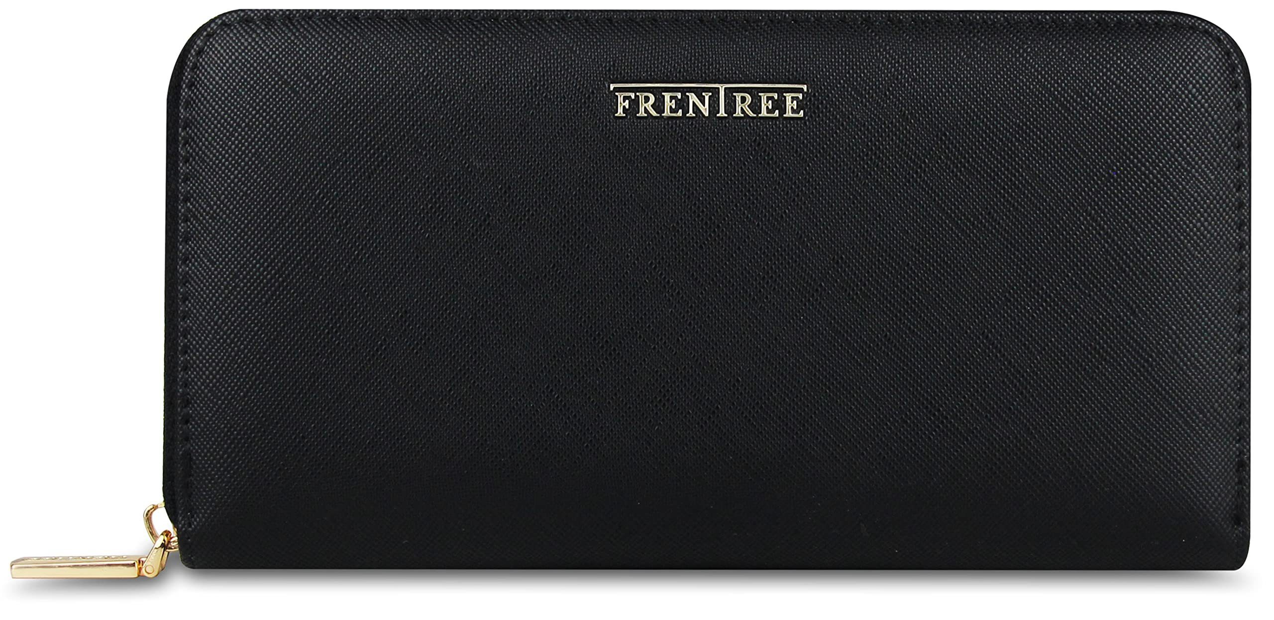 Frentree Geldbörse, Damen Portemonnaie mit RFID Schutz, Smartphonefach, inkl. Geschenkbox Schwarz