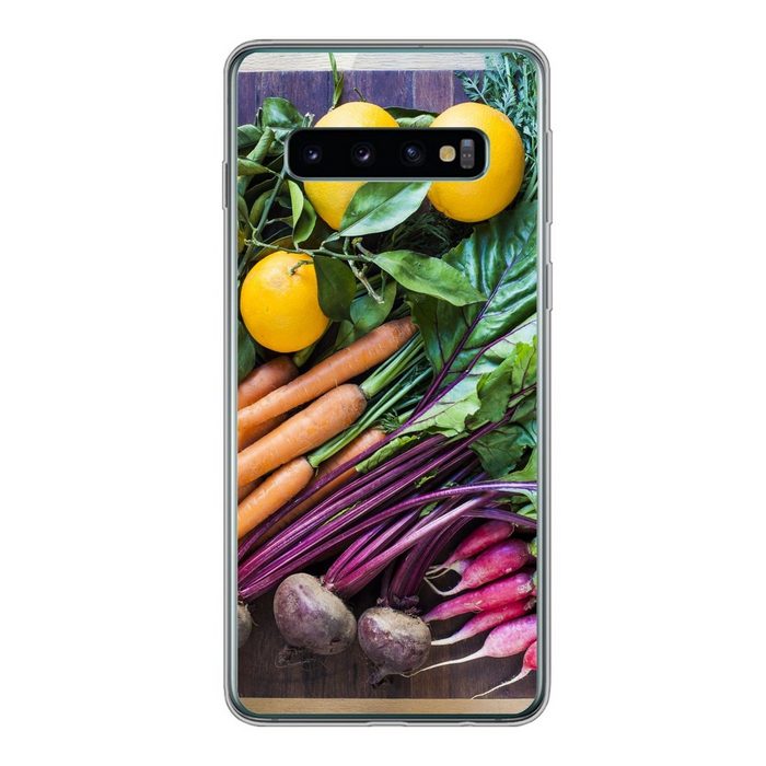 MuchoWow Handyhülle Gemüse - Obst - Holzkiste Phone Case Handyhülle Samsung Galaxy S10 Silikon Schutzhülle