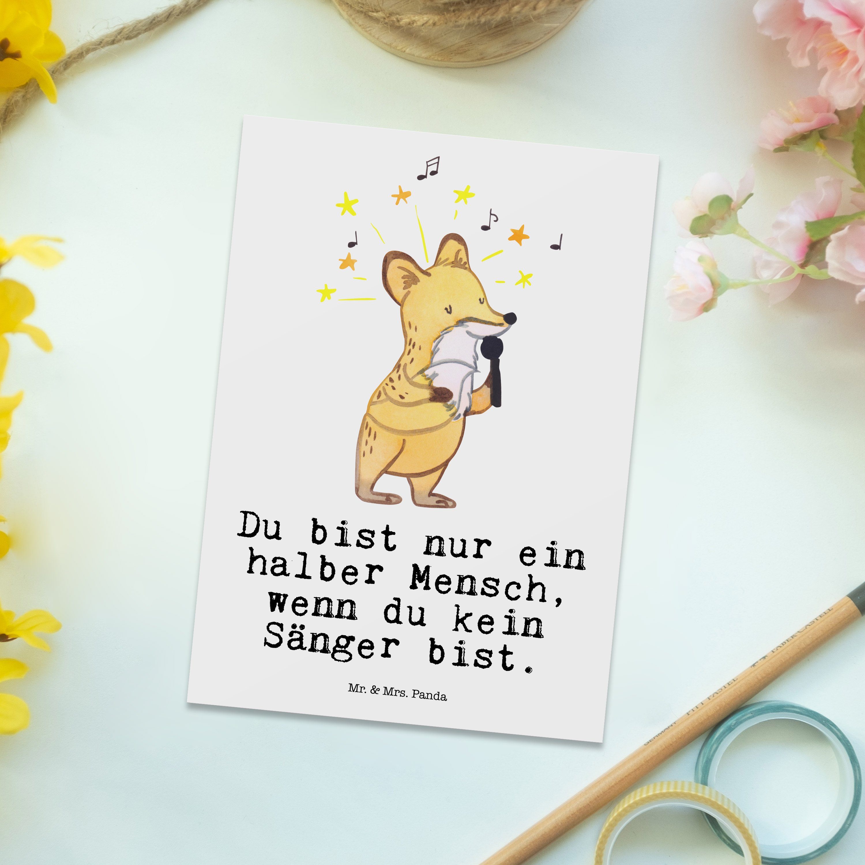 - Panda Karte, G mit Sänger Herz - Geschenk, Postkarte & Einladung, Weiß Mrs. Mr. Ansichtskarte,