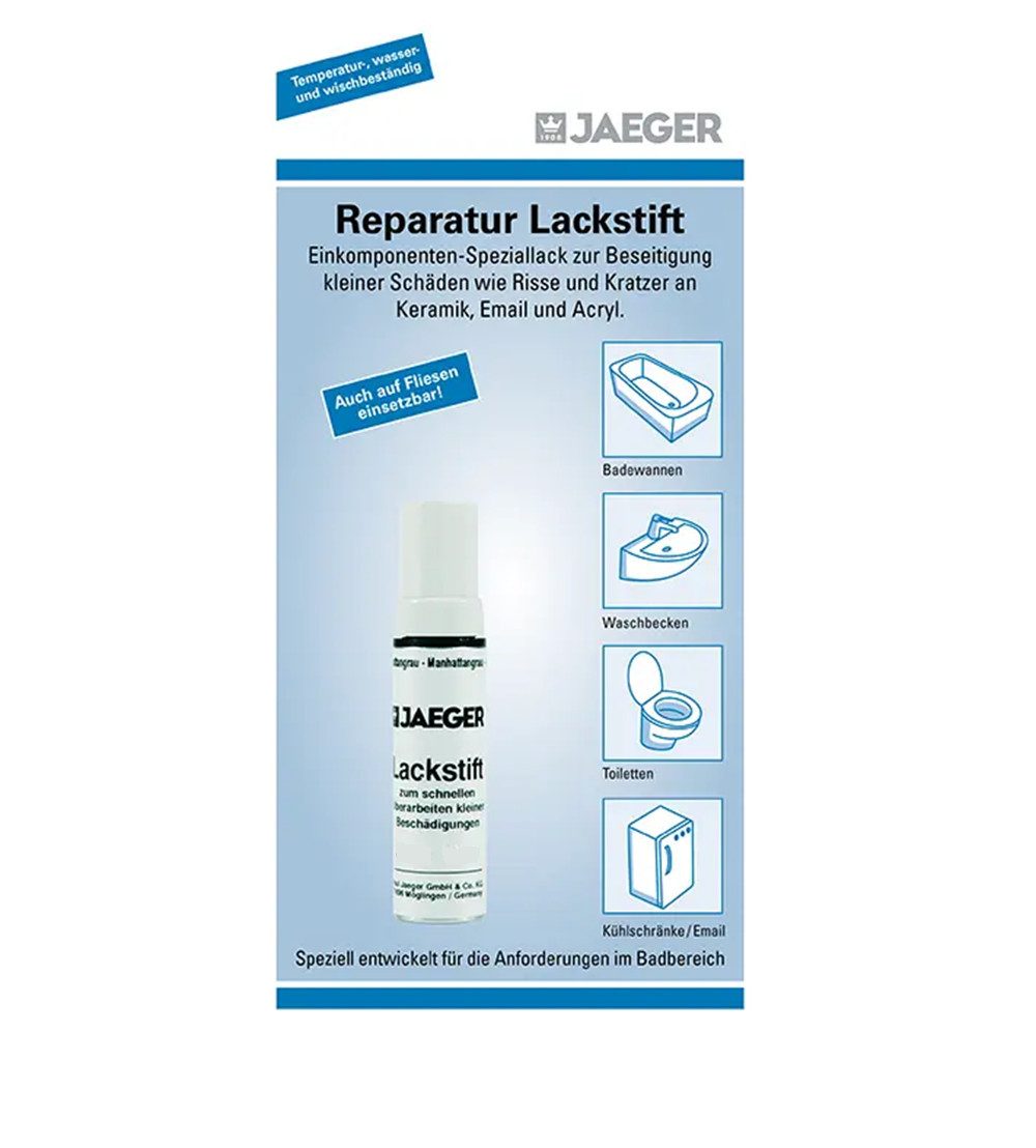 Jaegerlacke Lack 894 Reparaturlack Lackstift für Keramik, Acryl, Emaille, Fliesen, verbrauchsfertig, 12ml
