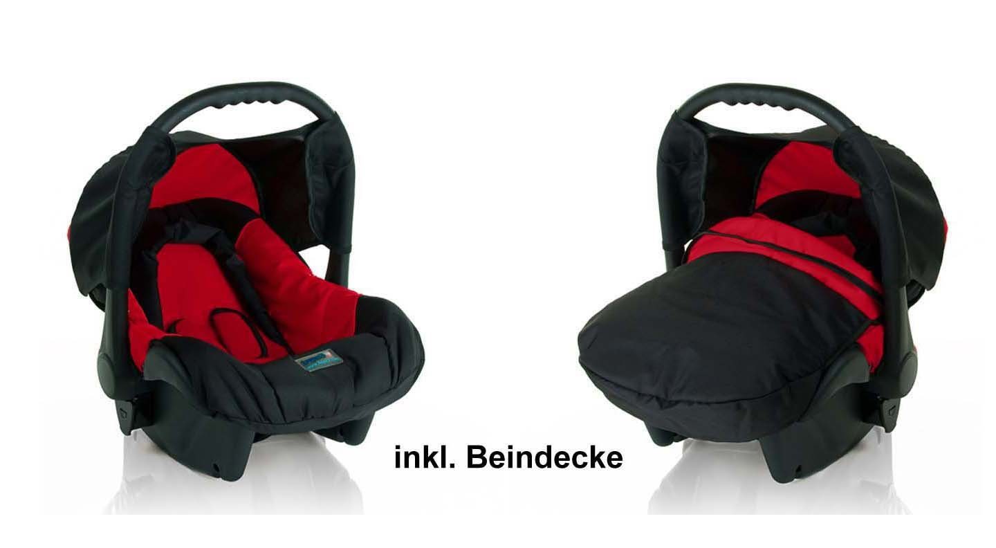 babies-on-wheels Kombi-Kinderwagen 3 in Teile - Kinderwagen-Set 15 in inkl. Schwarz-Rot - 18 1 Farben Autositz Flash