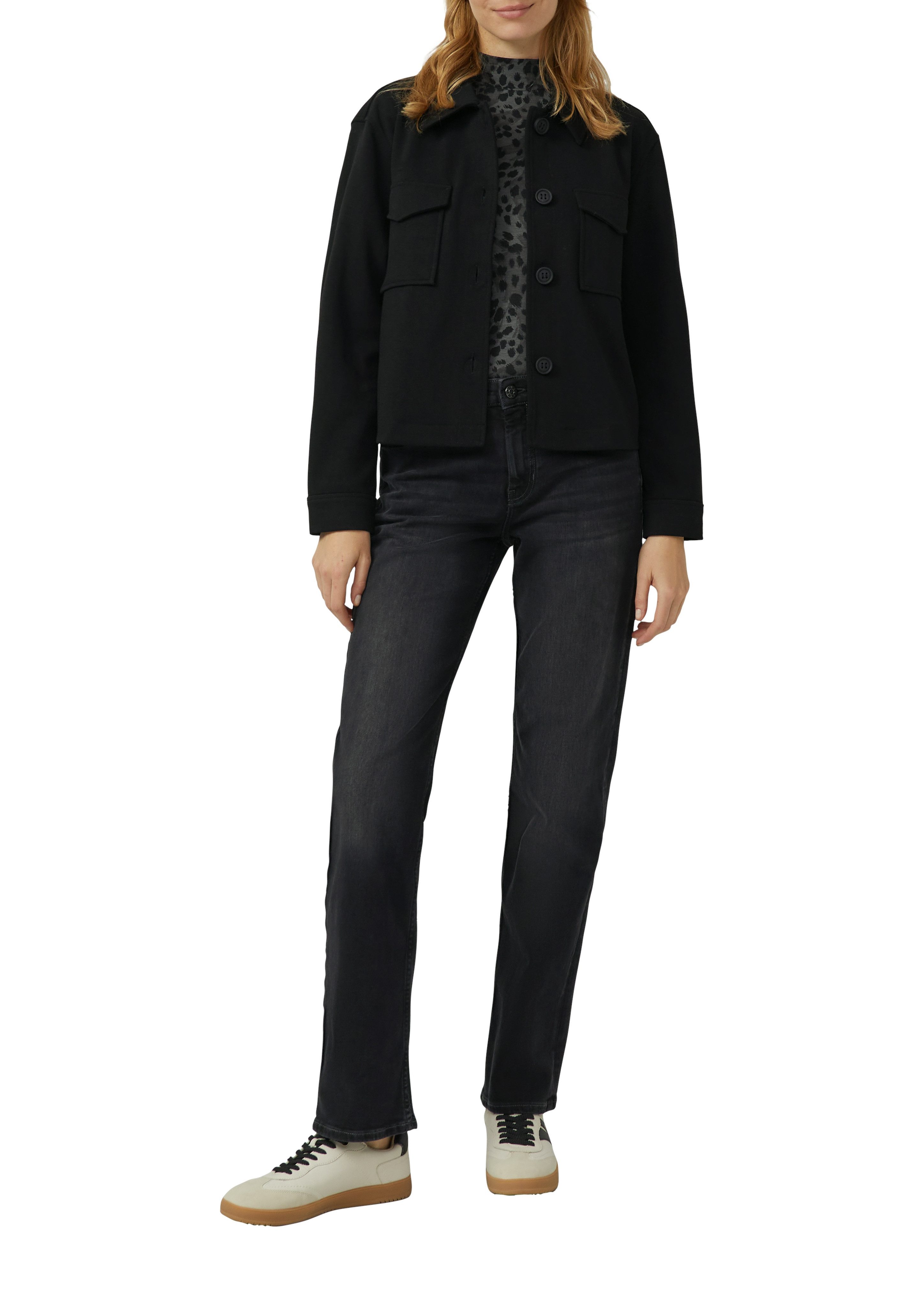 s.Oliver Langarmshirt mit Stehkragen und aus Viskose-Stretch günstig online kaufen