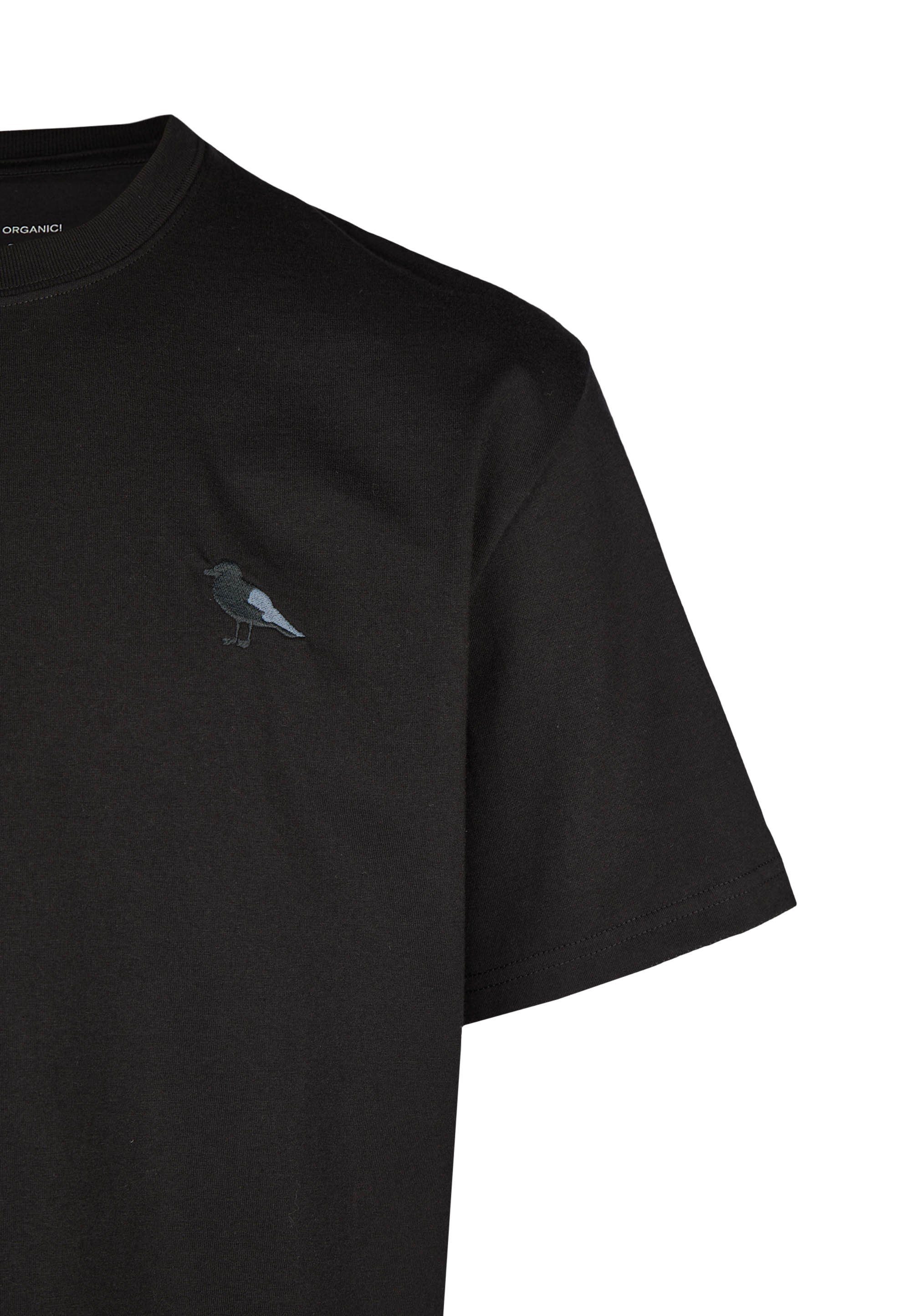 Gull T-Shirt Embroidery Schnitt lockerem Mono schwarz Cleptomanicx mit
