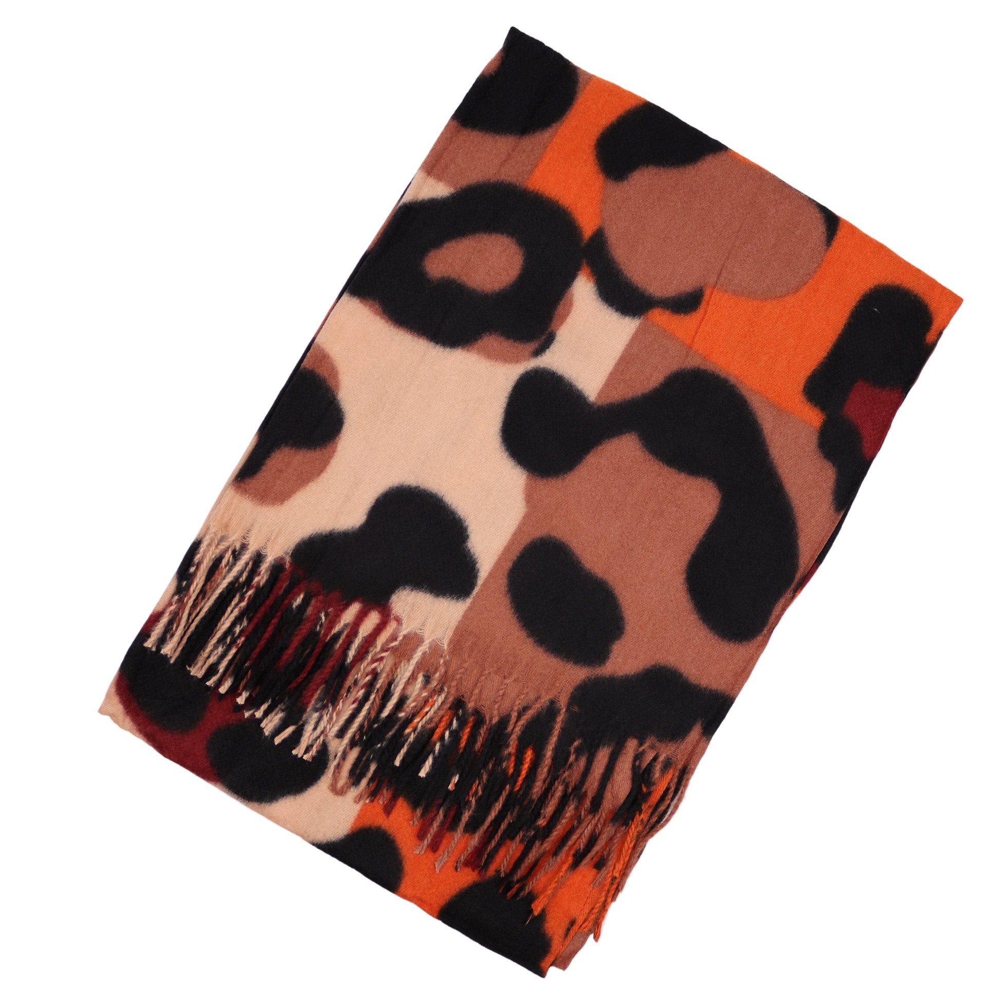 MIRROSI Modeschal weicher und warmer Schal Big Leo Muster mit Fransen, 70x1 günstig online kaufen