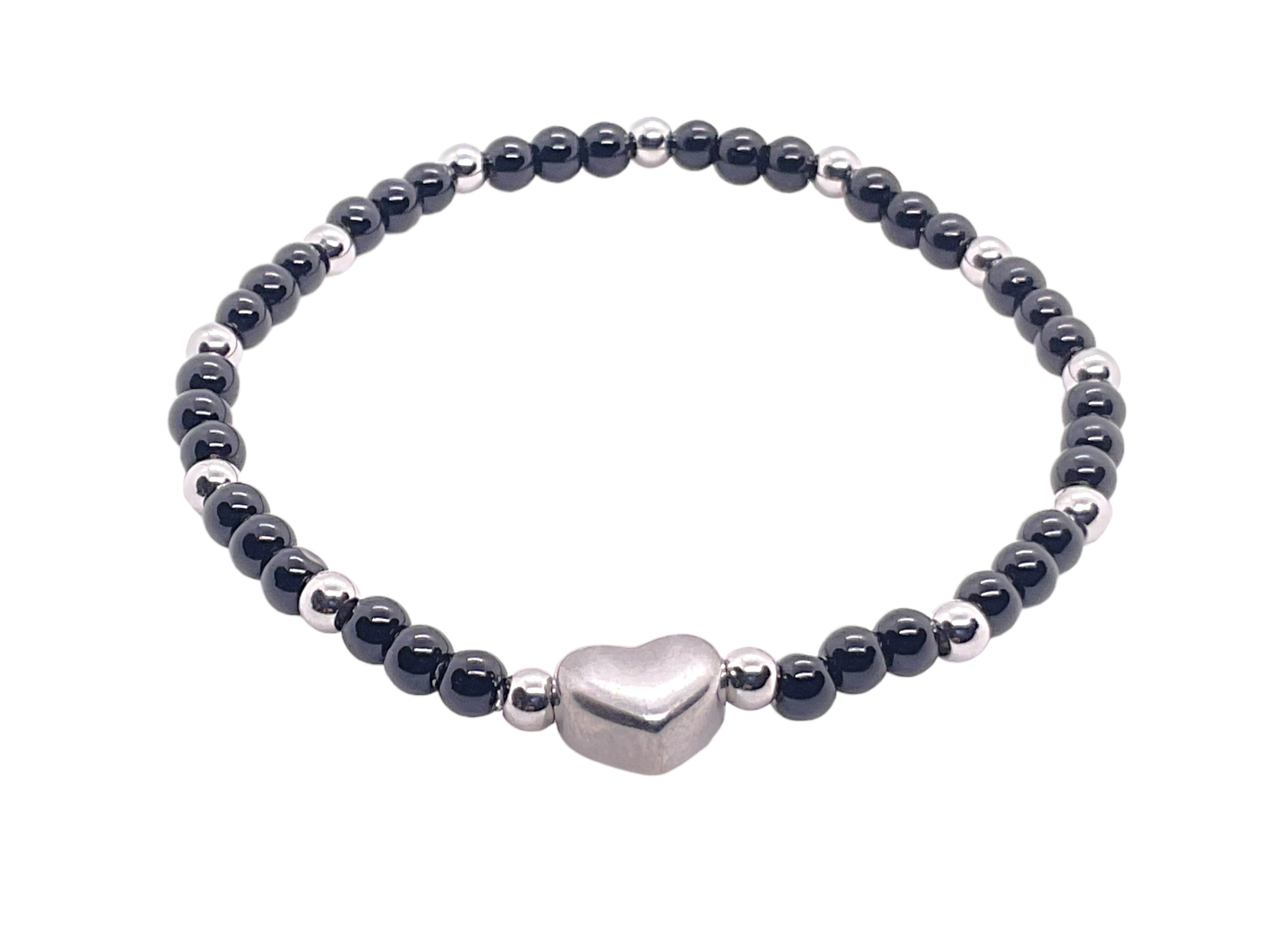 Steinfixx® Perlenarmband Obsidian Armband 4mm mit Edelstahlherz und Geschen günstig online kaufen