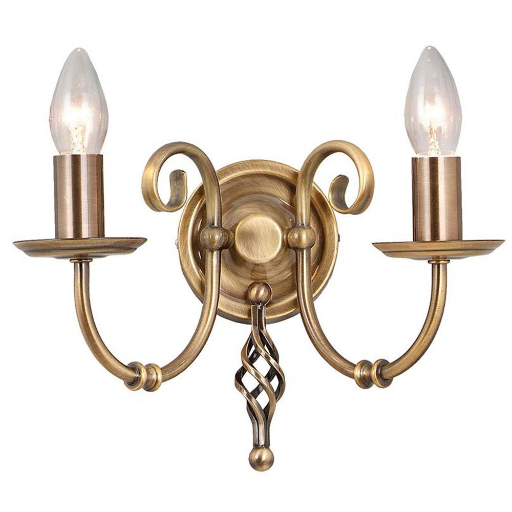 Elstead LIGHTING Wandleuchte, Leuchtmittel nicht inklusive, Wandlampe Leuchte Stahl Messing H 18,5 cm Flurleuchte 2 Flammig