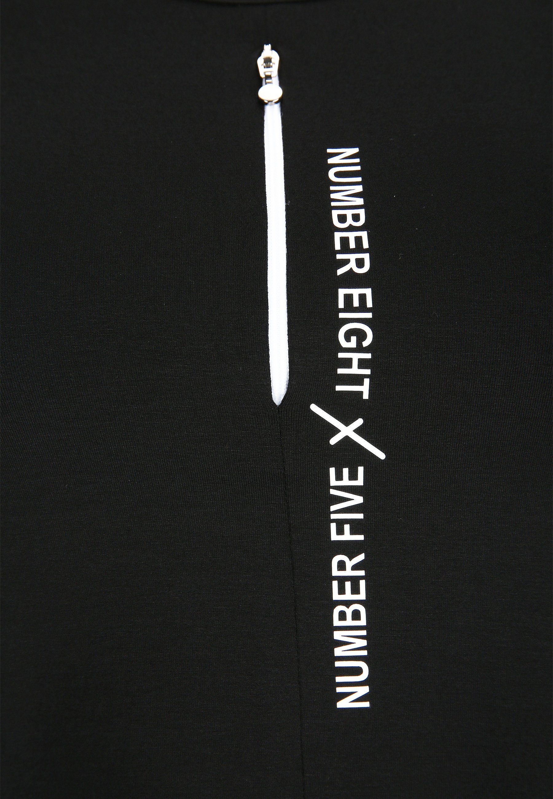 Streich Saum T-Shirt Doris black/white asymmetrischem mit