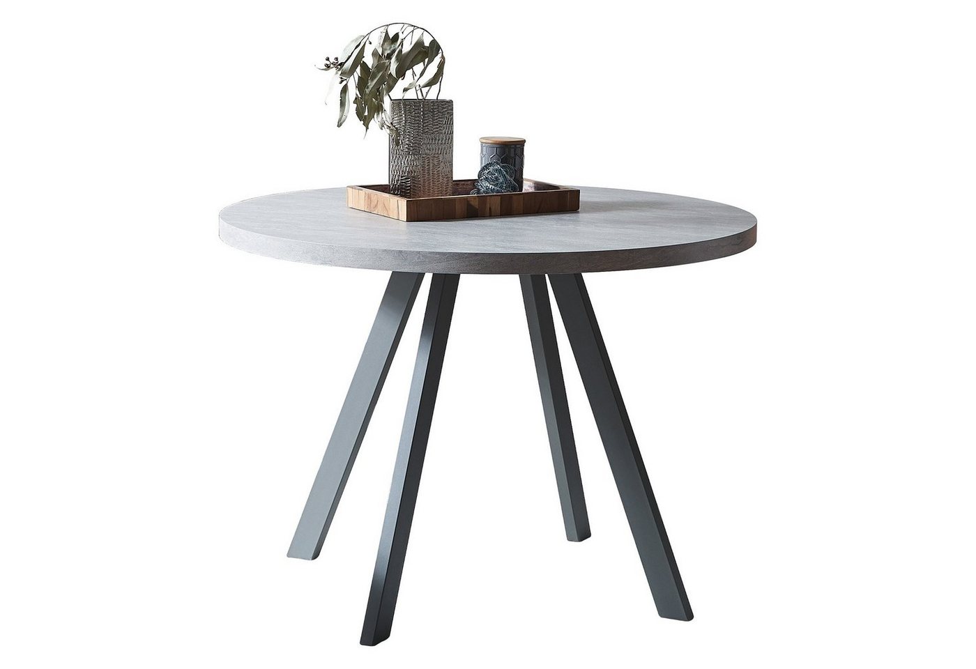 Jiexi Esstisch Grauer moderner runder Esstisch – Durchmesser 80 cm – Küchentisch