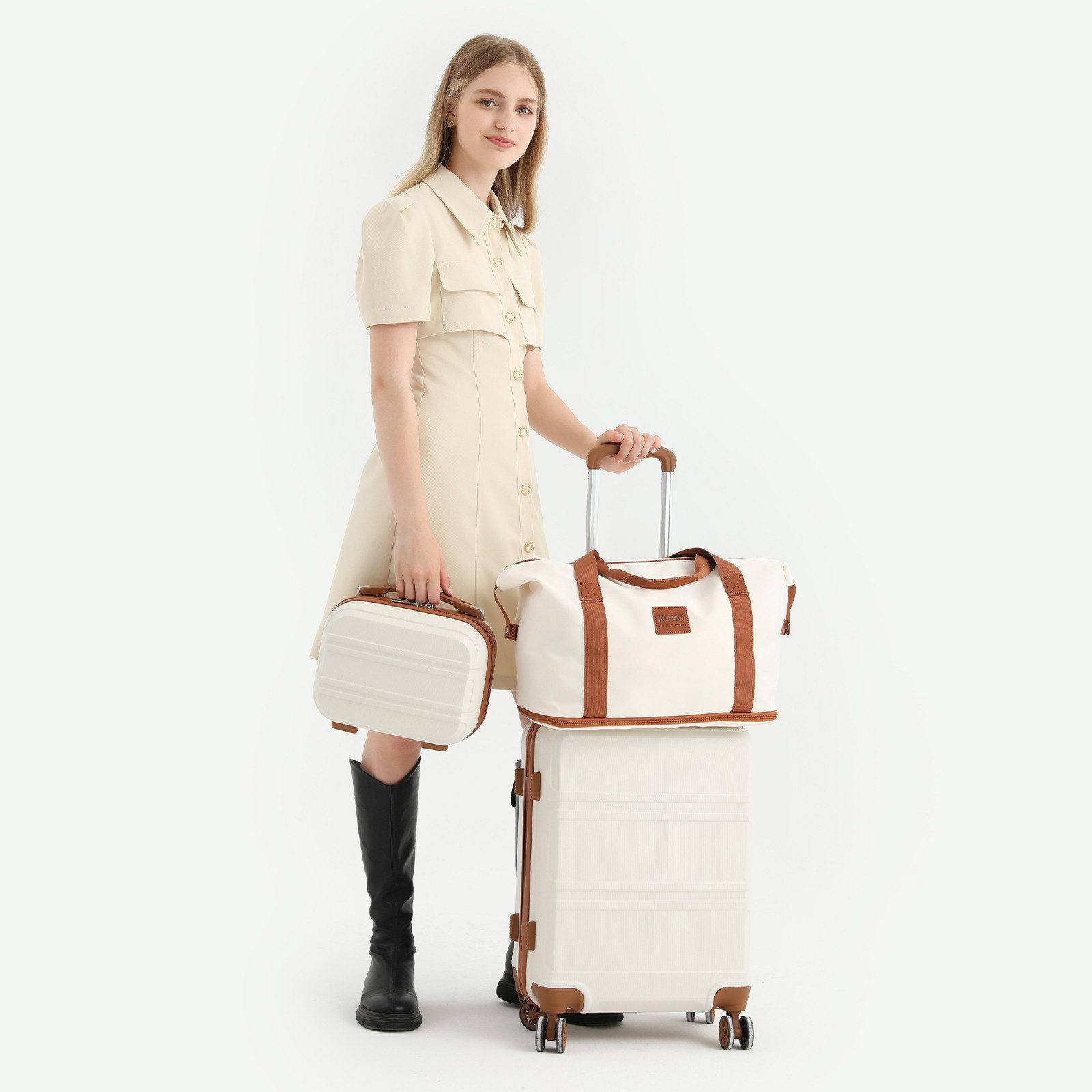 KONO Hartschalen-Trolley mit TSA-Schloss - Reisekoffer günstig online kaufen