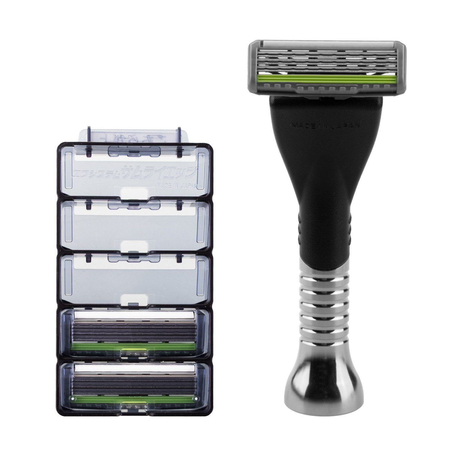 Feather Rasierhobel Butler PF-BT Rasierer mit 3 Klingen, Rasierapparat mit austauschbaren Klingen