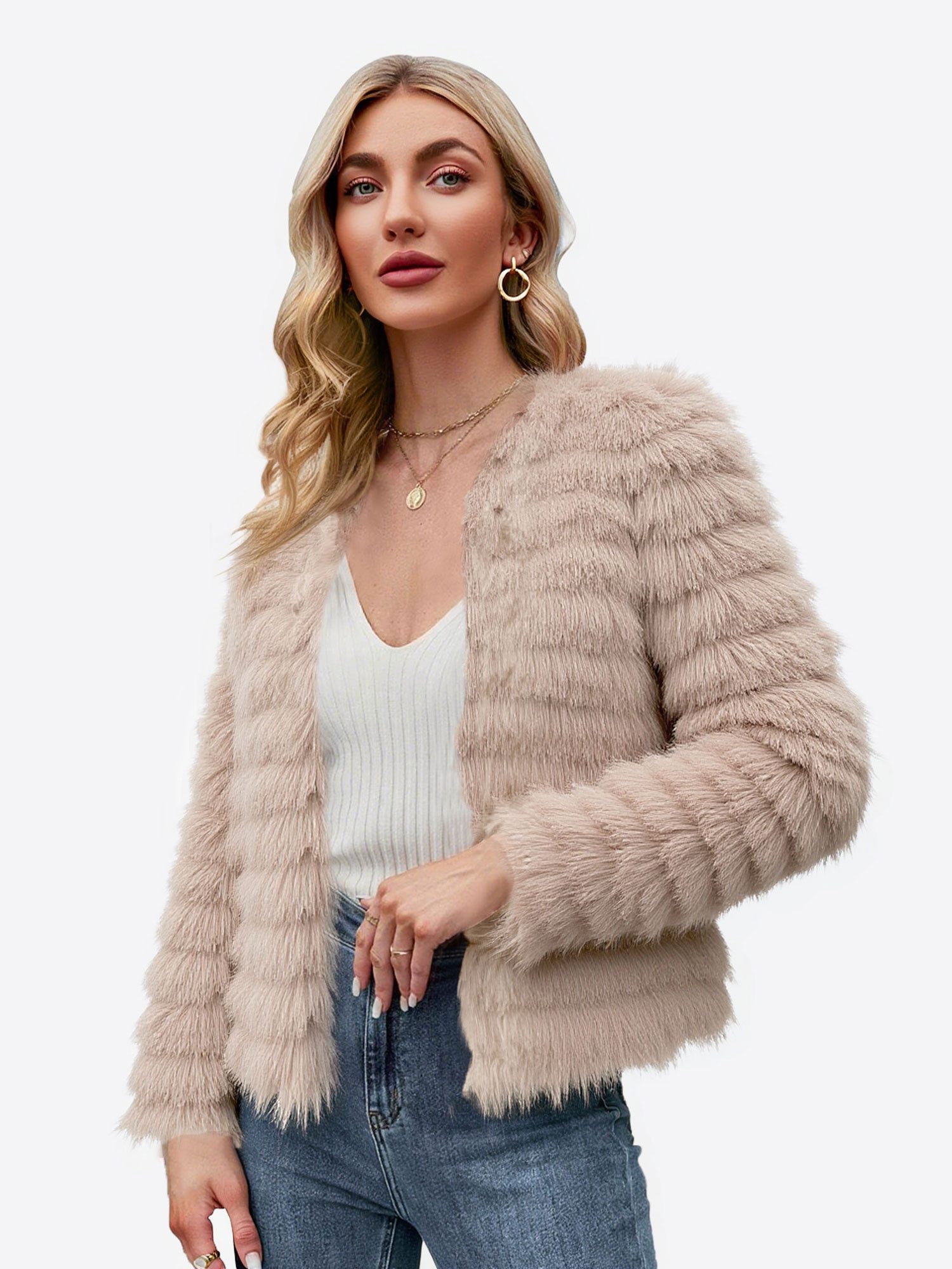 Imily Bela Fellimitatjacke Damen Shaggy Freizeitjacke (Packung, 1-St., 1per günstig online kaufen