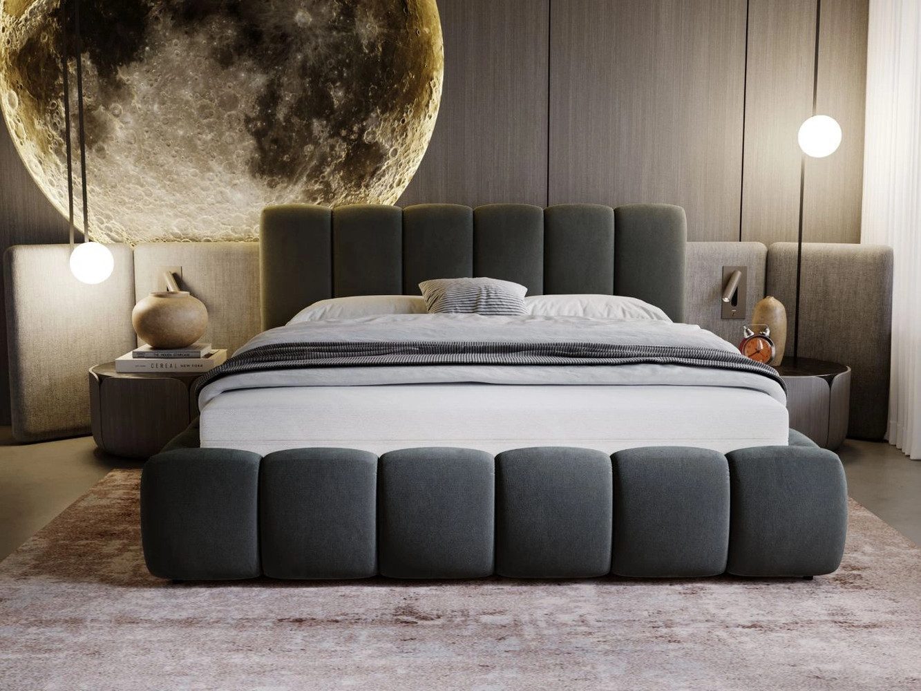 GrainGold Polsterbett mit Bettkästen CLOUD, Modern Bett mit Kopfteil - 200x günstig online kaufen