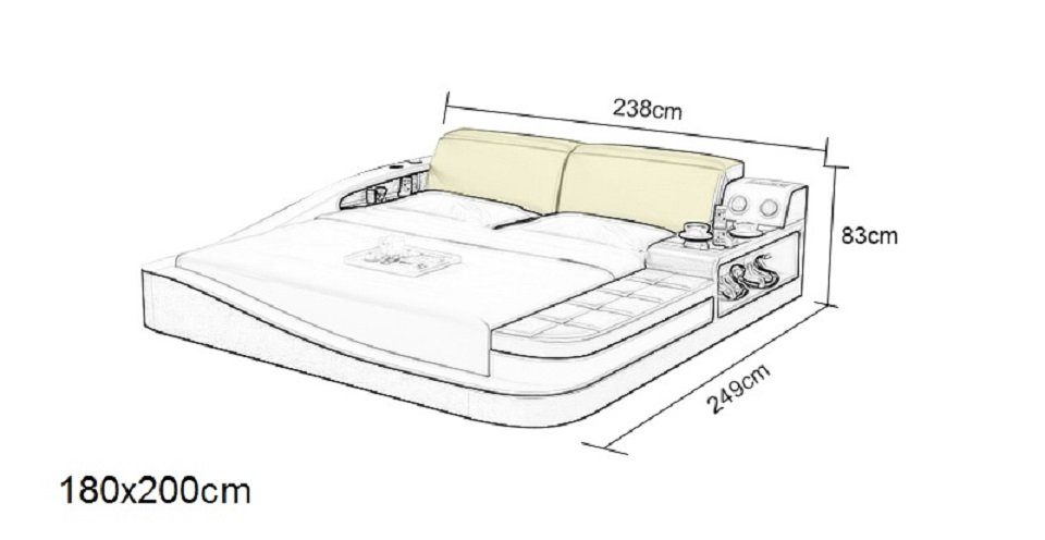 Doppel Schlafzimmer Bett Bett Textil Leder Betten JVmoebel Luxus Polster Weiß/Schwarz Design
