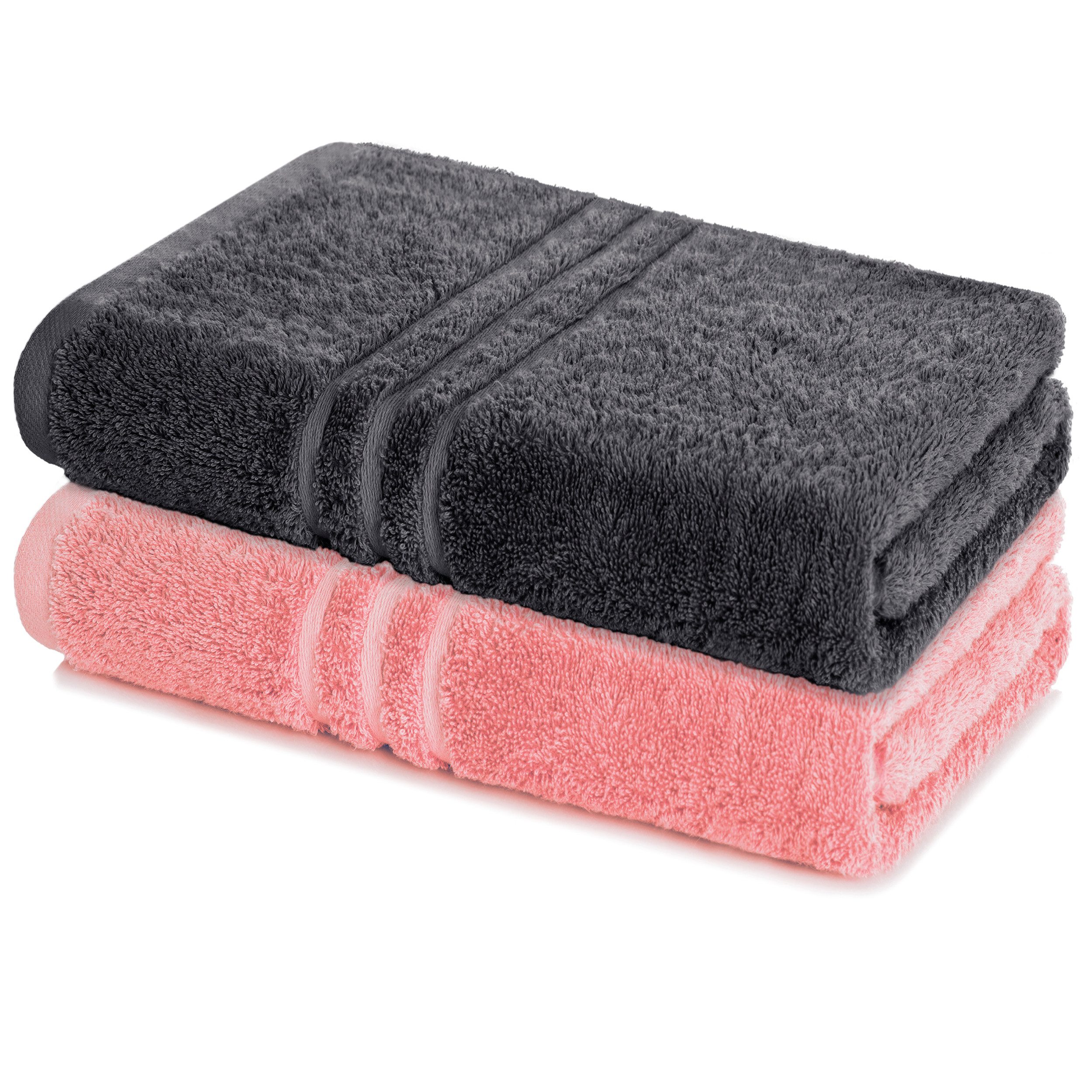 Lavea Badetuch Elena 2er Set Badetücher 100x150 cm, Duschtuch, 500 g/m² Frottier, weich & saugstark, pflegeleicht