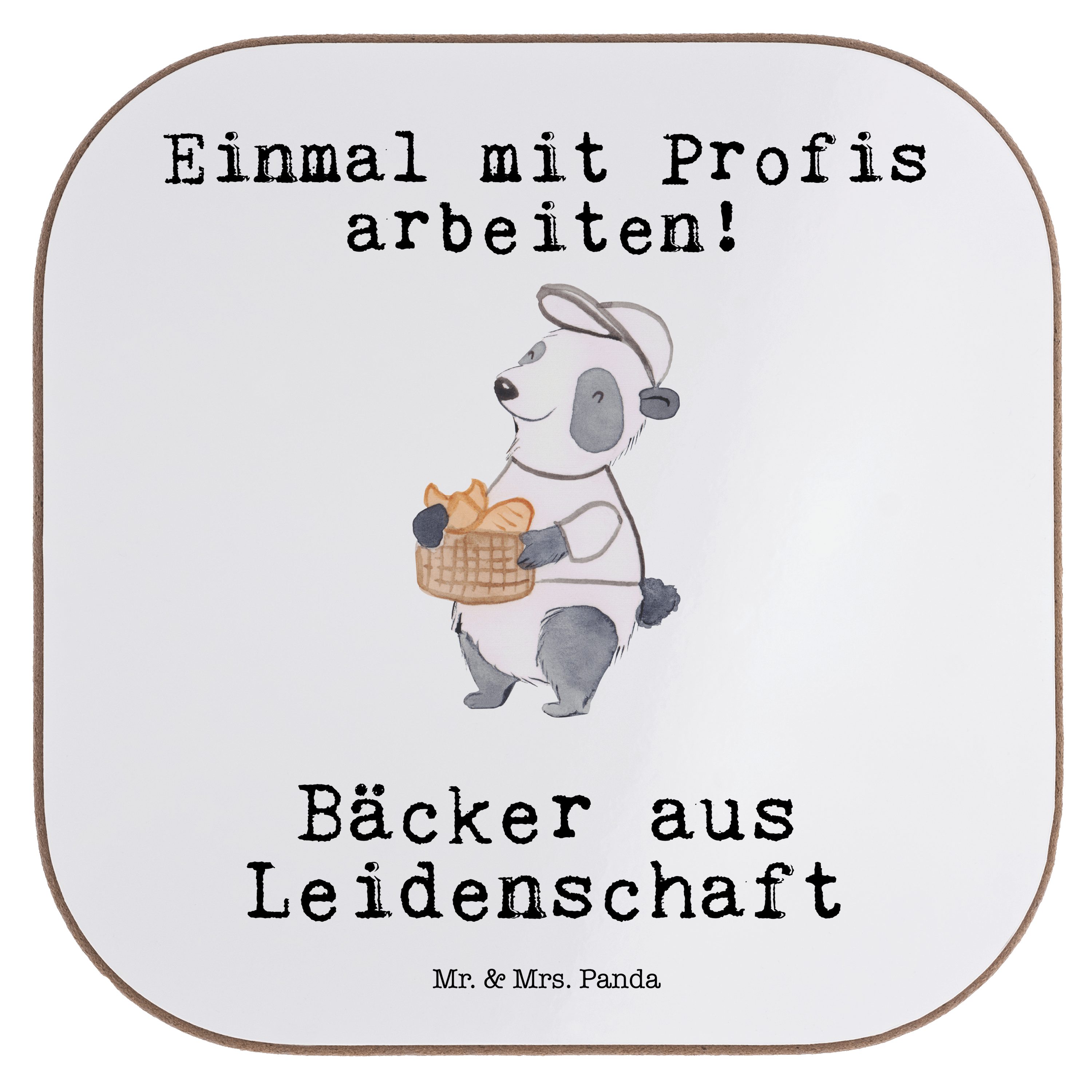 Mr. & Panda Mrs. Fir, Getränkeuntersetzer Mitarbeiter, 1-tlg. Bäckerei, - Bäcker Leidenschaft aus - Geschenk, Weiß