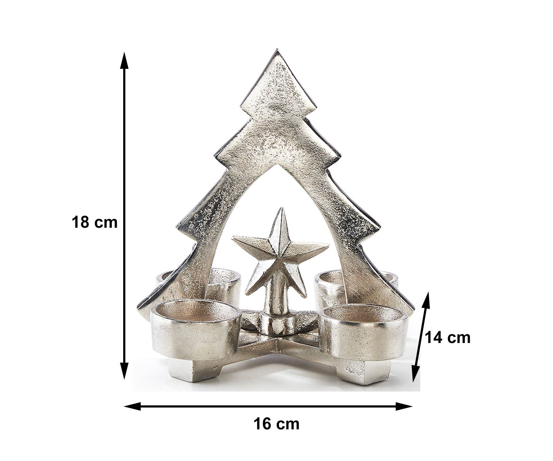 -Weihnachtsbaum- Kerzenhalter Teelichthalter silber Metall - Stück) (1 Kobolo