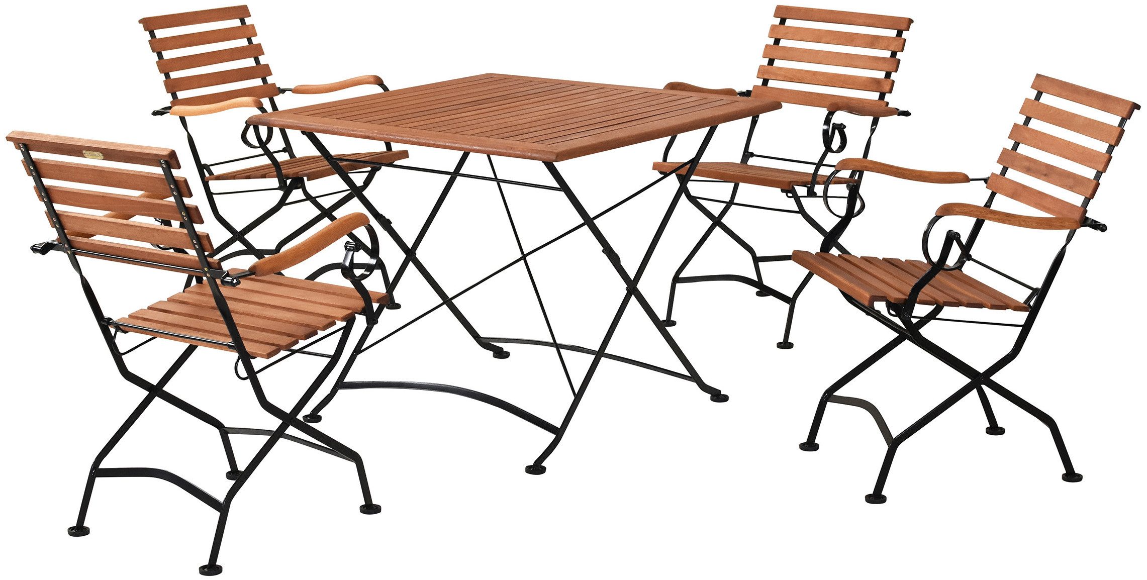 MERXX Garten-Essgruppe Schloßgarten, (5-tlg), 4 Klappsessel mit Tisch